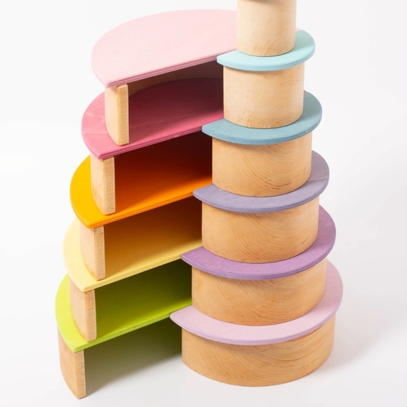 Montessori Semicircle Wooden Blocks - Pastels - Picture 3 of 6